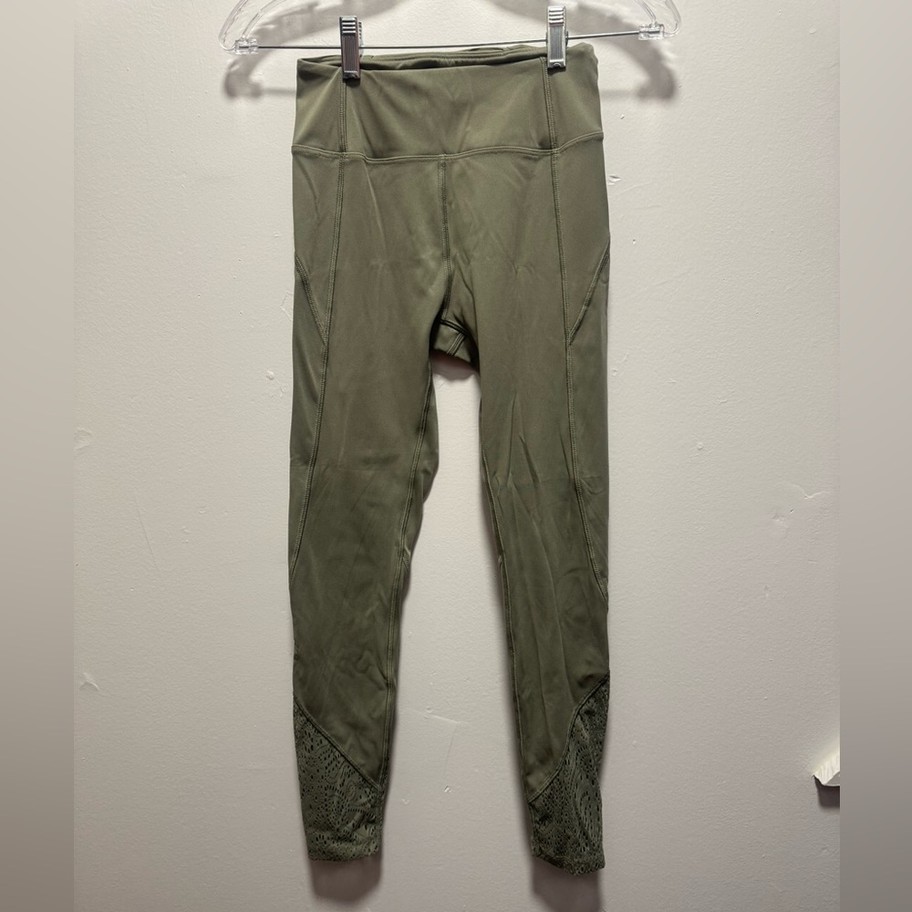 PINK by VS Sport Leggings, lace design bottoms olive green size xs extra small